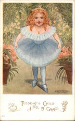 Tuesday's Child is Full of Grace Nursery Rhymes Postcard Postcard Postcard