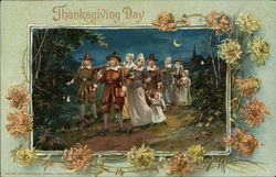 Thanksgiving Day Pilgrims Postcard Postcard Postcard