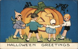 Halloween Children & JOL Postcard