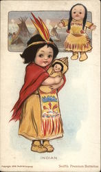 Little Indian Girl With Doll Native Americana Postcard Postcard Postcard