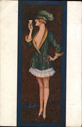 Portrait of Woman in Slip and Jacket Postcard