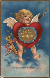 To My Valentine-Cupid Holding a Heart Postcard