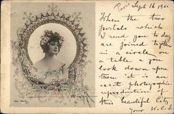 Portrait of woman in floral border Women Postcard Postcard Postcard