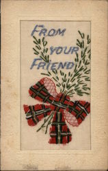 From Your Friend Embroidered Silk Postcard Postcard Postcard