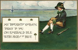 A Leprechaun Sitting Beside the Sea Postcard