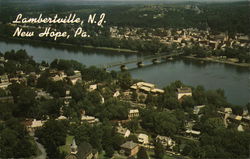 Lambertville NJ, Delaware River, and New Hope, PA. New Jersey Postcard Postcard Postcard