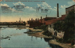 Merrimac River, Showing Mills Lawrence, MA Postcard Postcard Postcard