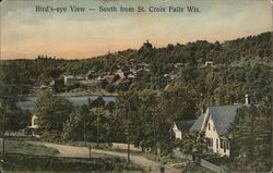 Bird's Eye View - South From St. Croix Falls Wisconsin Postcard Postcard Postcard