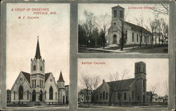 A Group of Churches Portage, WI Postcard Postcard Postcard