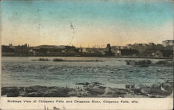 Birdseye View of Chippewa Falls and Chippewa River Wisconsin Postcard Postcard Postcard