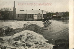 Janesville Electric Plant and Upper Dam on Rock River Postcard