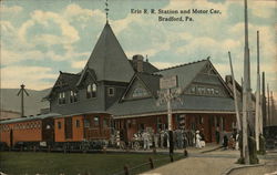 Erie Railroad Station and Motor Car Postcard