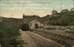 St. Clair Tunnel Between Sarnia and Port Huron Postcard