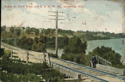 Scene on Cook River and C&NW Ry. Postcard