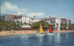 Low Aerial View of the Moana Hotel Honolulu, HI Postcard Postcard Postcard