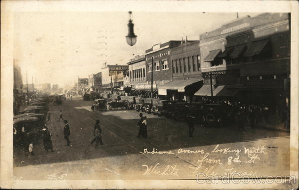 Indiana Avenue Looking North from 8th St. Wichita Falls, TX Postcard