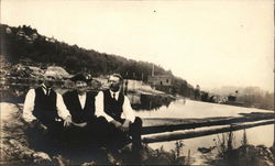 Three People at Water's Edge Maine Postcard Postcard Postcard