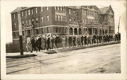 Band Marching Down Sidewalk Postcard