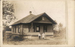 Two Children in Front of Home Everett, WA Postcard Postcard Postcard