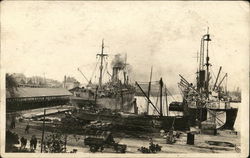 Two Steamships at Dock Postcard