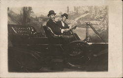 Two Men in Automobile Postcard