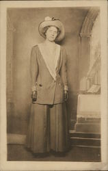 Portrait of Woman in Dress & Hat Postcard