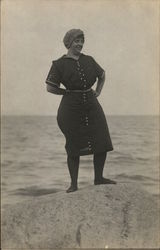 Woman Posing at Beach Postcard