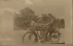 Young Man on Indian Motorcycle Postcard