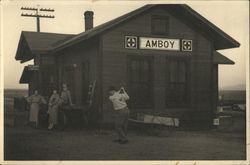 Playing Golf at Amboy Train Station Depots Postcard Postcard Postcard