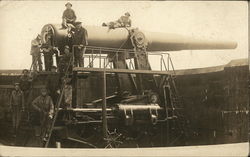 Soldiers Manning Battlement Gun Fort Warren, MA Postcard Postcard Postcard