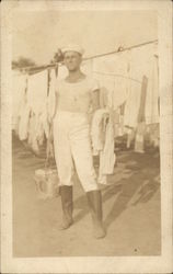 Sailor Doing Whites Laundry Postcard