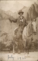 Cowgirl on Horse With Lassoo Postcard