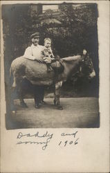 Daddy and Sonny and Horse 1906 Postcard