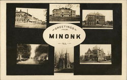 Greetings From Minonk Illinois Postcard Postcard Postcard