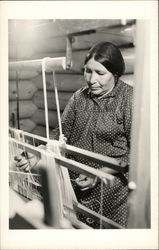 Woman Weaving Postcard