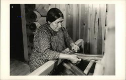 Indian Woman Weaving on Loom Postcard