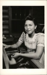 Woman Weaving Postcard