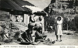 Supai Women Making Baskets Arizona Postcard Postcard Postcard