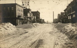 Snow Covered Town Street 1917-1918 Postcard