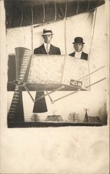 Snapshot of 2 Men Behind Balloon Drop Postcard