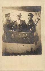 Portrait of Men in Hot Air Balloon Postcard