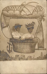 Snapshot of Two Women in Balloon Picture Postcard