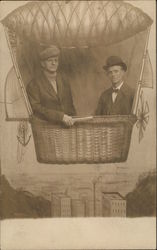 Snapshot of Two Men in Balloon Print Postcard