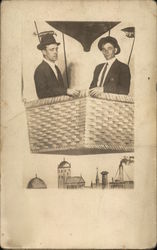 Snapshot of Two Men in Balloon Print Postcard