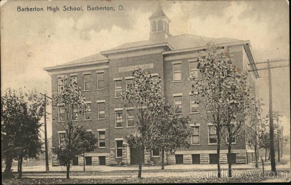 High School Building Barberton, Oh Postcard