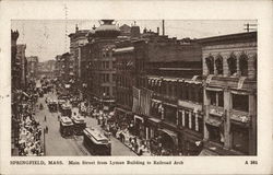 Main Street from Lyman Buidling to Railroad Arch Springfield, MA Postcard Postcard Postcard