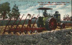 "The Type F" Oil Pull Tractor and Six Bottom Engine Gang Postcard