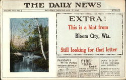 Extra! This is a Hint From Bloom City Wisconsin Postcard Postcard Postcard