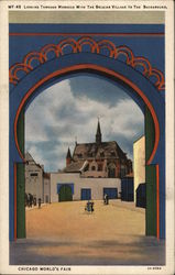 Looking Through Morocco with the Belgian Village in Background 1933 Chicago World Fair Postcard Postcard Postcard