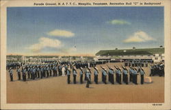 Parade Ground, N.A.T.T.C., Recreation Hall "C" in Background Memphis, TN Postcard Postcard Postcard